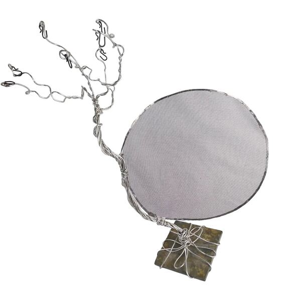 Large 24" Wire Tree & Screen Jewelry Display Holder Stone Base Retail Shop Booth - Picture 2 of 7